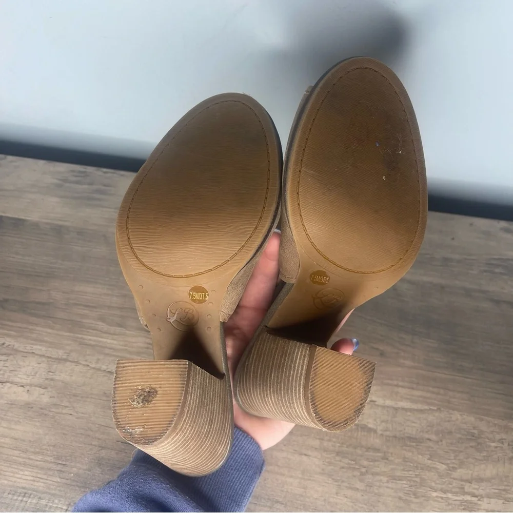 Lucky Brand Lisza Peep-Toe Slingback Block Heel Booties (7.5)
